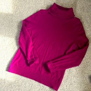 Land’s End magenta fuschia pink turtleneck sweater
